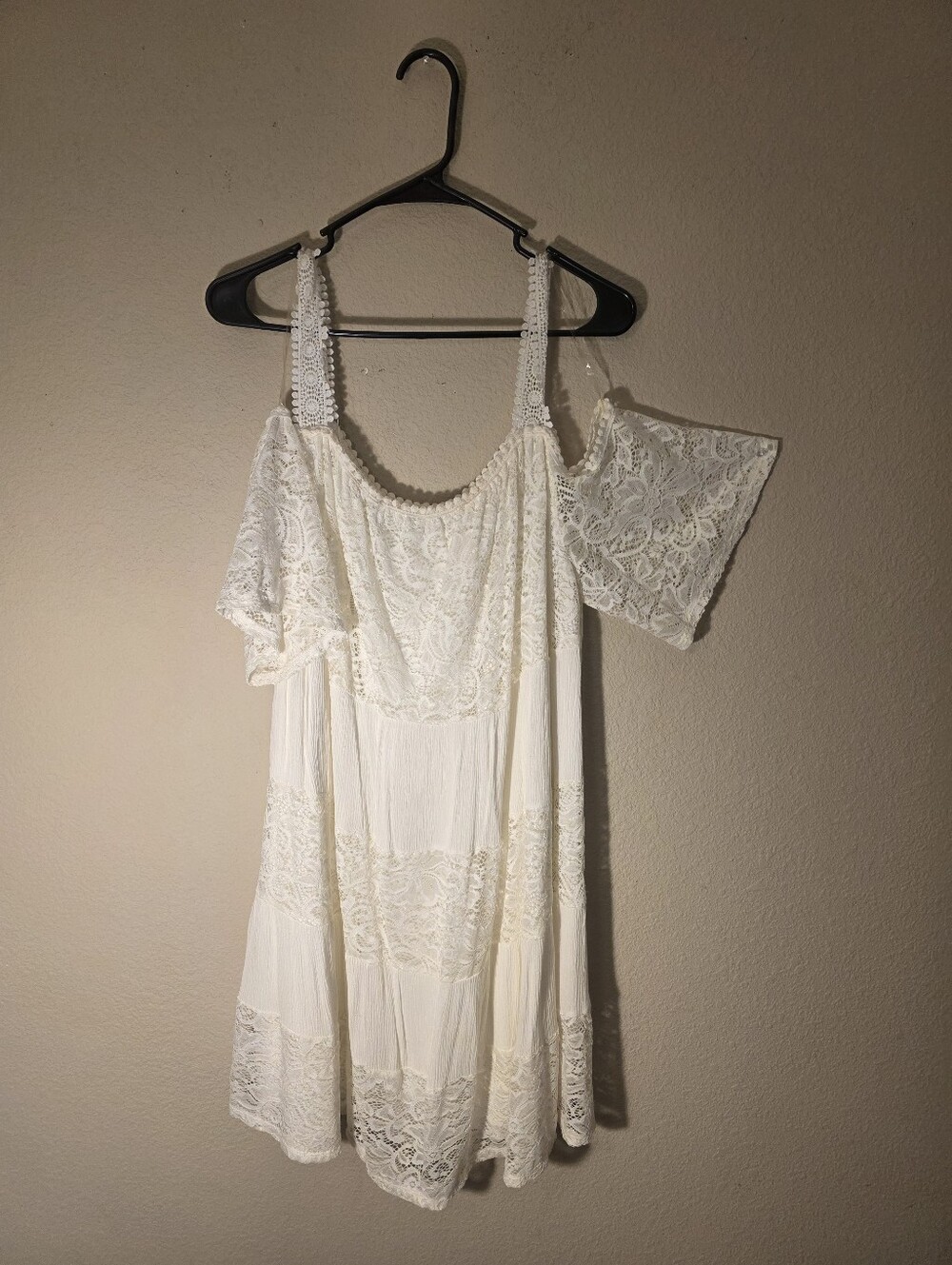 White Lace Cold-Shoulder Women's Dress